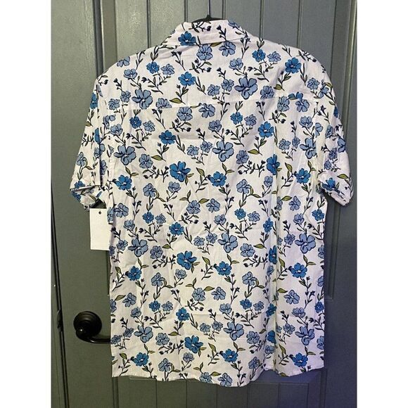Reverse Threads Shirt Size Medium Blue White Floral Short Sleeve Button Mens - Picture 10 of 10